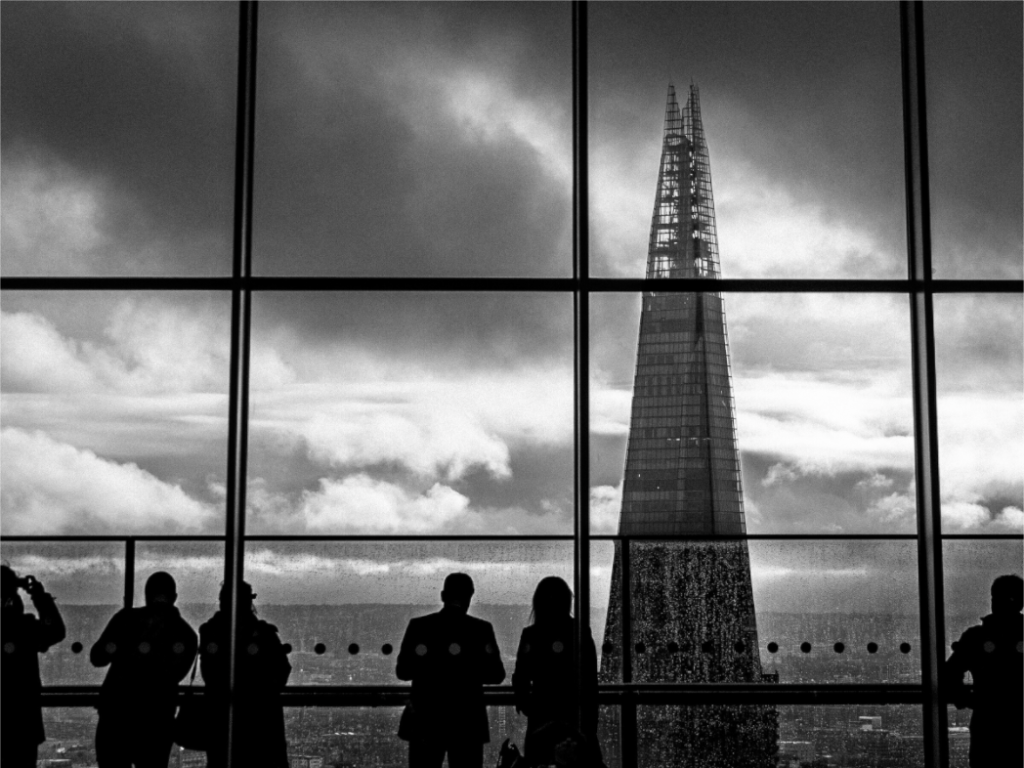 The Shard from Sky Garden — Black and White London Print