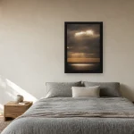 Room visualisation of Light Break in a black frame, shown at 40 x 56 cm