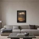 Room visualisation of Light Break in a black frame, shown at 30 x 42 cm