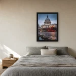 Room visualisation of St. Paul's Cathedral at Dusk in a black frame, shown at 40 x 56 cm