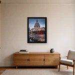 Room visualisation of St. Paul's Cathedral at Dusk in a black frame, shown at 40 x 56 cm
