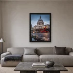 Room visualisation of St. Paul's Cathedral at Dusk in a black frame, shown at 40 x 56 cm