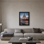 Room visualisation of St. Paul's Cathedral at Dusk in a black frame, shown at 30 x 42 cm