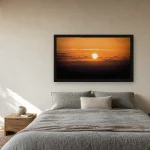 Room visualisation of Solar Drift in a black frame, shown at 80 x 45 cm