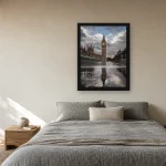 Room visualisation of Big Ben After Rain in a black frame, shown at 45 x 60 cm