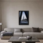 Room visualisation of Shard Between Shadows in a black frame, shown at 30 x 45 cm