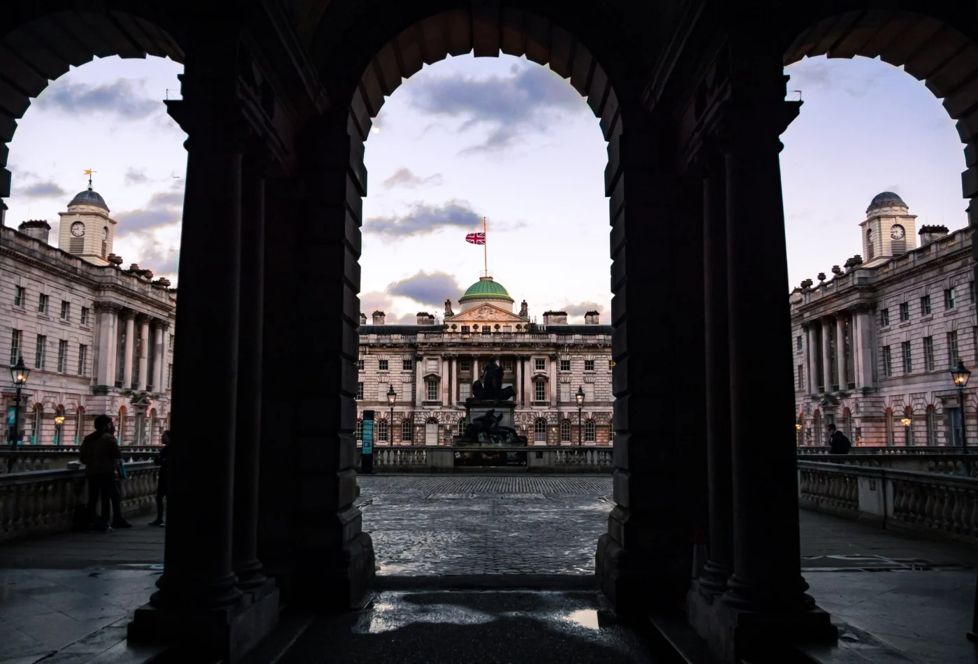 London Arches at Dusk architecture photography print used as a calm wall art example above a fireplace
